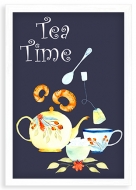 Plakat z ramką, Tea time - biely rámček, 20x30 cm