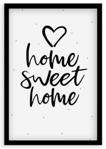 Plagát, Home,sweet home - čierny rám  , 20x30