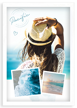 Plagát,  Oceán - biely rámček, 20x30