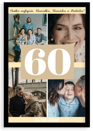 Plagát, Plagát k 60. narodeninám - čierny rámik , 20x30
