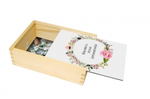 Drevená krabička, Kvetiny, 12x17 cm