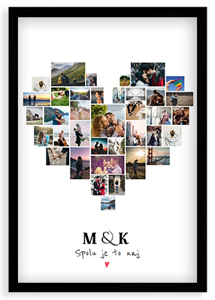 Plagát, Insta Srdiečko - čierny rámik , 20x30