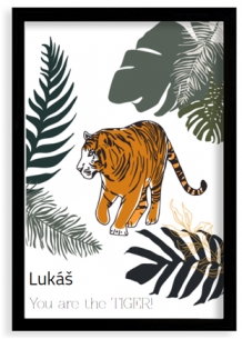 Plagát, Tiger - čierny rámik, 20x30