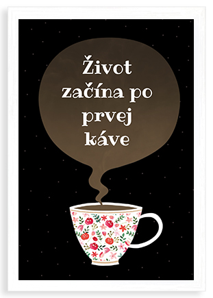 Plagát, Káva - biely rámček , 20x30