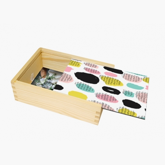 Drevená krabička, Bodky čiarky, 12x17 cm