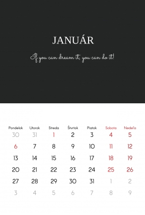 Nástenný kalendár, Typografický, 30x40-A3 cm