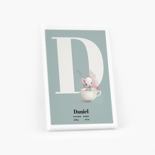 Obrazy, Kolekcia myší - Obrázok s modrým písmenom, 30x40 cm