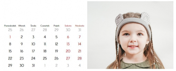 Stolný fotokalendár, Váša šablóna, 22x10 cm