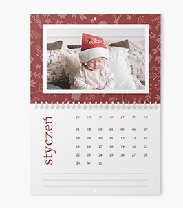 Horizontálny nástenný kalendár, Vianočný kalendár so špirálou vo vnútri, 30x20-A4