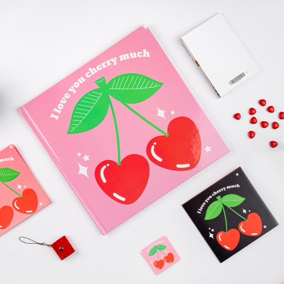 Magnetka I love you cherry much - Verzia 1, 6,5x6,5 cm