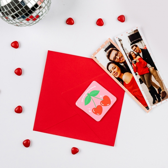 Magnetka I love you cherry much - Verzia 1, 6,5x6,5 cm