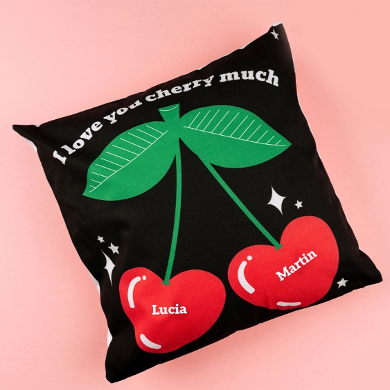 Vankúšik, bavlna, I love you cherry much - Verzia 2, 38x38 cm