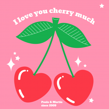 Vankúšik, bavlna, I love you cherry much - Verzia 1, 38x38 cm