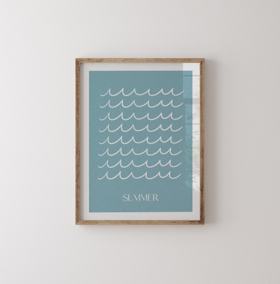 Plagát, Blue Summer Waves, 70x100
