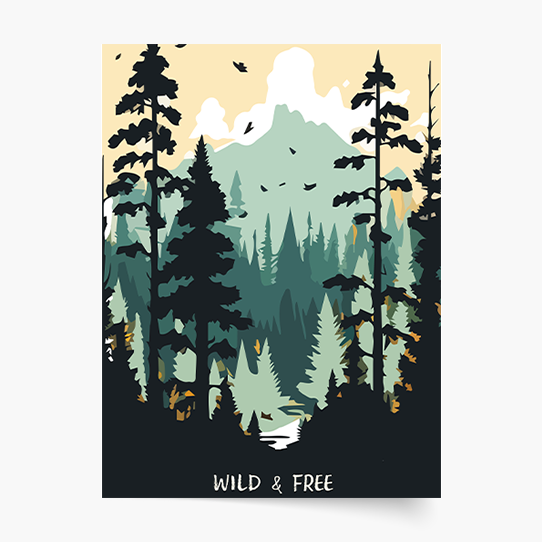 Plagát, Les: Wild&Free, 20x30