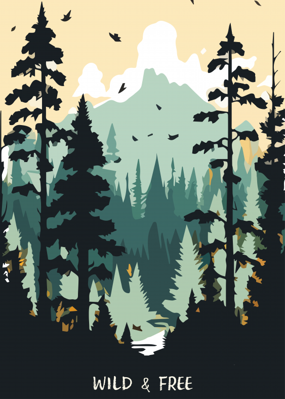 Plagát, Les: Wild&Free, 20x30
