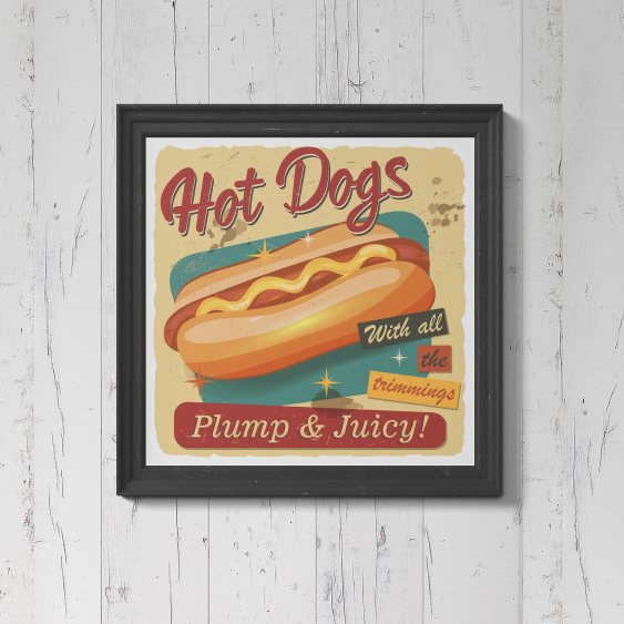 Plagát, Hot Dogs, 30x30