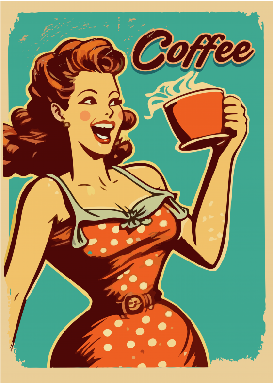 Plagát, Lady with coffee, 30x40