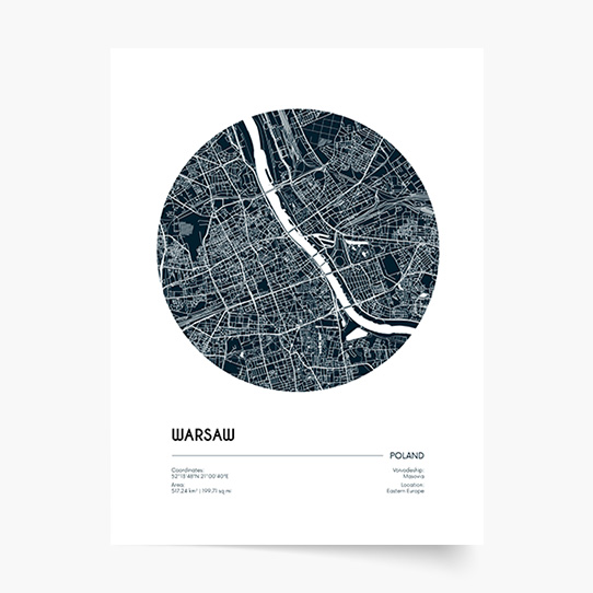 Plagát, Maps: Warsaw, 21x30