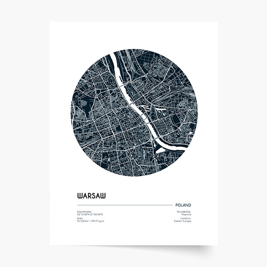 Plagát, Maps: Warsaw, 21x30