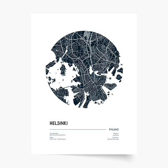 Plagát, Maps: Helsinki, 21x30