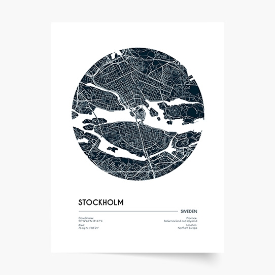 Plagát, Maps: Stockholm, 21x30