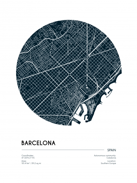 Plagát, Maps: Barcelona, 30x40