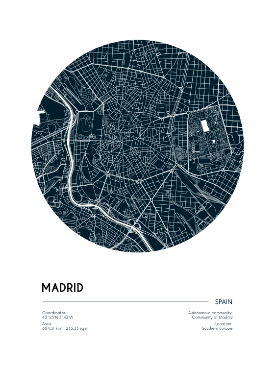 Plagát, Maps: Madrid, 30x40