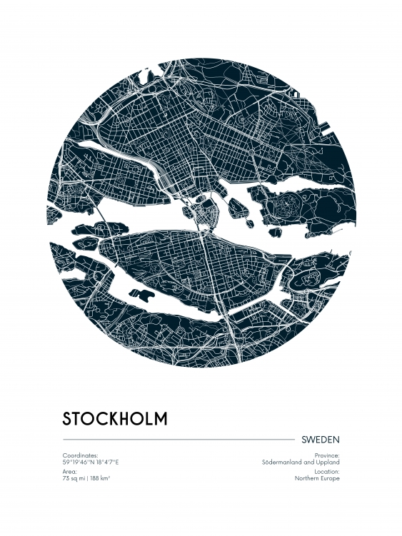 Plagát, Maps: Stockholm, 30x40