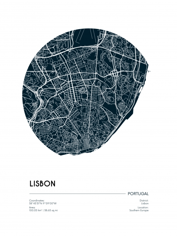 Plagát, Maps: Lisbon, 30x40