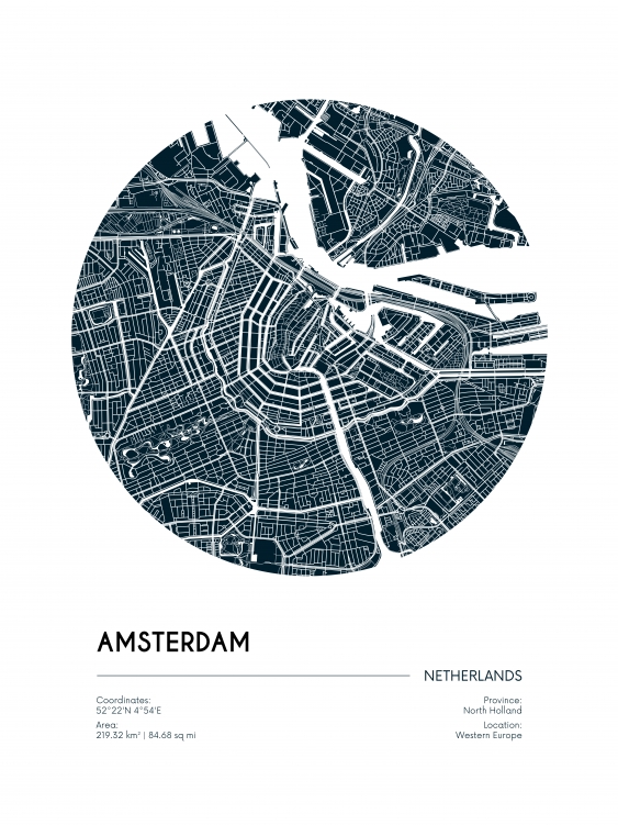Plagát, Maps: Amsterdam, 30x40