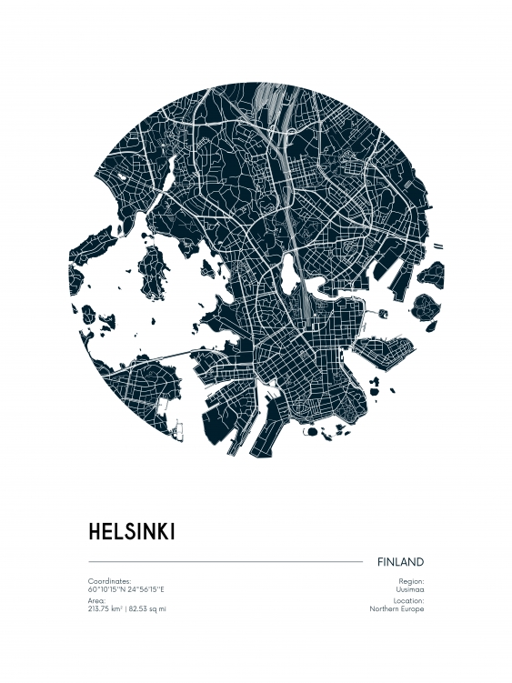 Plagát, Maps: Helsinki, 30x40
