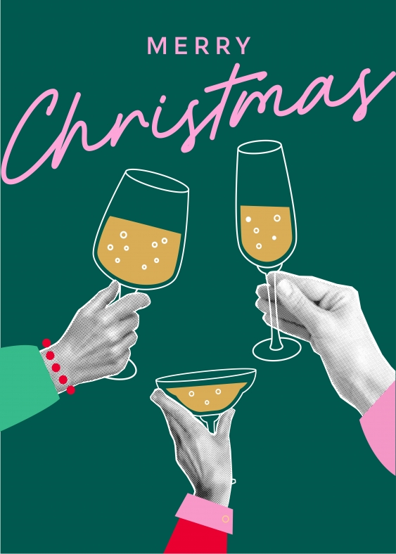 Plagát, Merry Christmas Champagne, 50x70