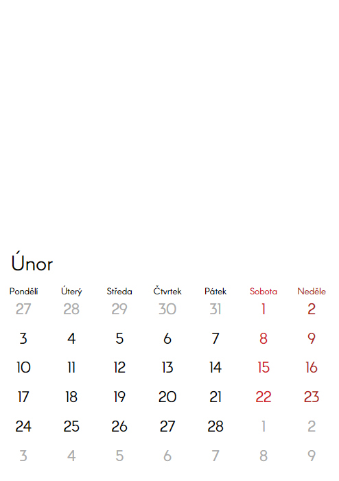 Nástenný kalendár, Prázdna šablóna, 20x30-A4 cm