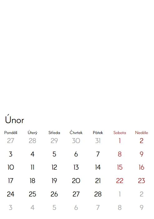 Nástenný kalendár, Prázdna šablóna, 30x40-A3 cm