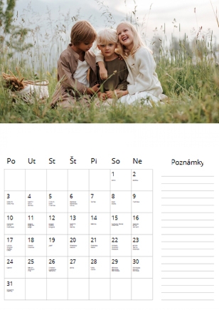 Nástenný kalendár, Fotka s poznámkami, 30x40-A3 cm