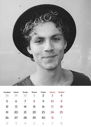 Nástenný kalendár, čiernobiely, 30x40-A3 cm
