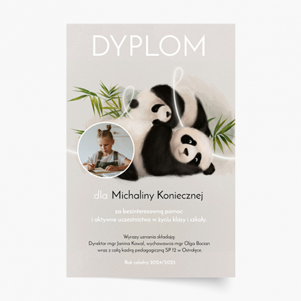 Plagát, Diplom Panda – Účasť na živote školy, 21x30