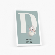 Obrazy, Kolekcia myší - Obrázok s modrým písmenom, 20x30 cm