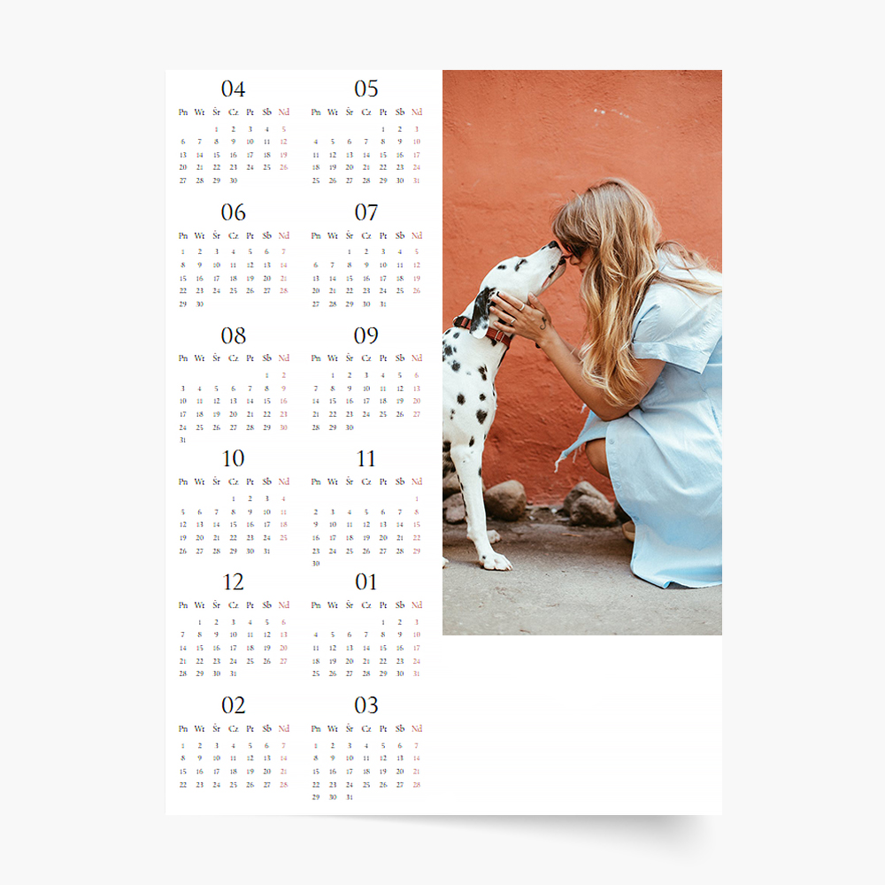 Nástenný kalendár, Minimalistický kalendár jednostránny , 30x40