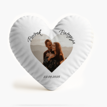 Poduszka 3D personalizowana, Welur, Srdce s menami, 33x33 cm