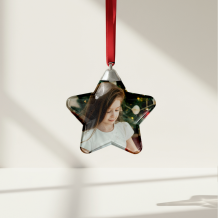 Bombka Vianočná ozdoba na stromček v tvare hviezdy so strieborným vrchnákom