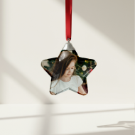 Bombka Vianočná ozdoba na stromček v tvare hviezdy so strieborným vrchnákom