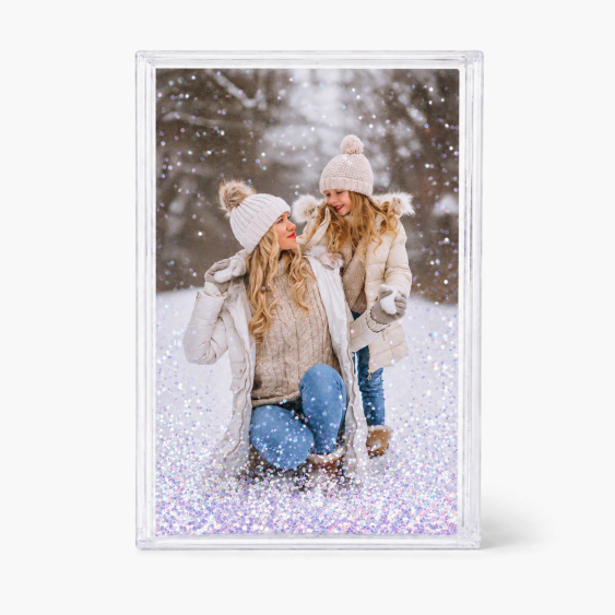 Fotorámček Vodný fotorámik Svetlé vločky, 5,5x8,5x2 cm